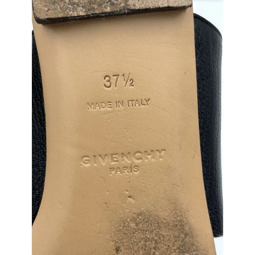Authentic Givenchy Toe Ring Flat Sandal Black Leather Gold Logo Size 37.5 / 7 - Picture 10 of 12